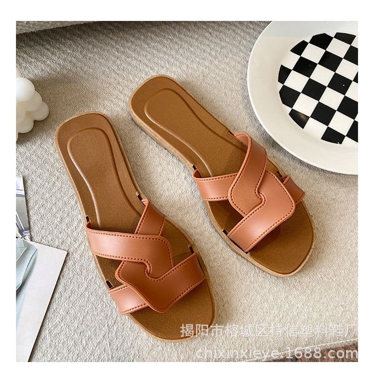 New Style Slippers for Women Summer Outer Wear K-Style Ins Popular Shrimp Skin Fashion Slippers Aliexpress Amazon Wholesale