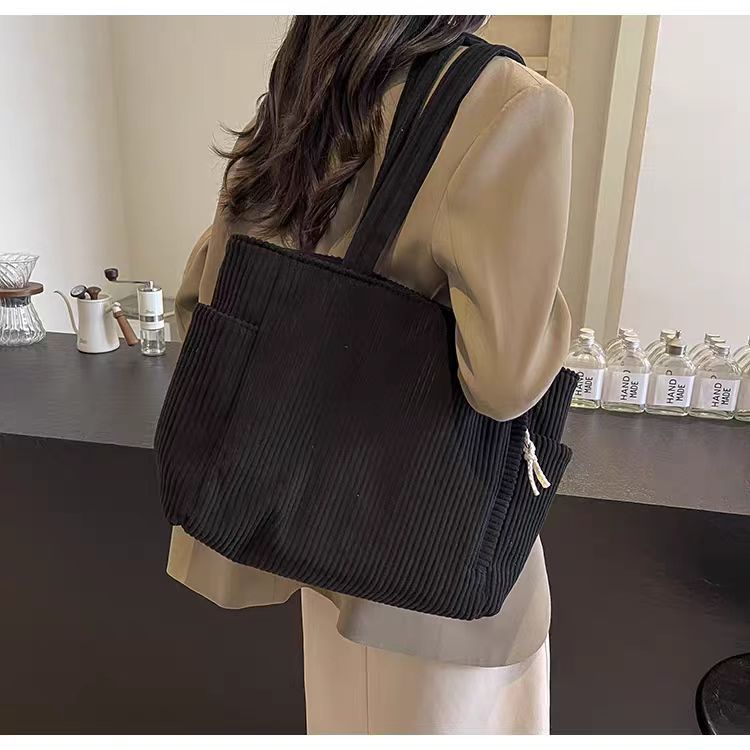 Corduroy Bag Women's Large Capacity 2024 New Autumn and Winter Casual Shoulder Shopping Bag Premium Tote Bag