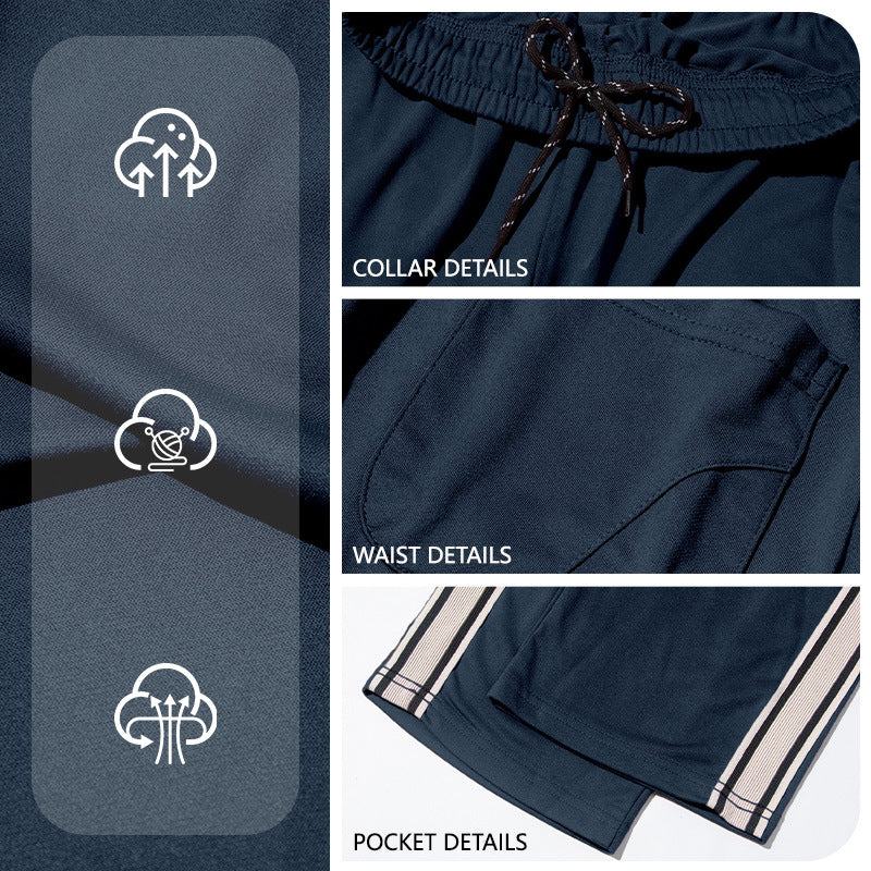 Independent Brand European and American Men's Pearl Cotton Twill Casual Sports Side Stripe Cross-Border High Street Straight Wide-Leg Sweatpants