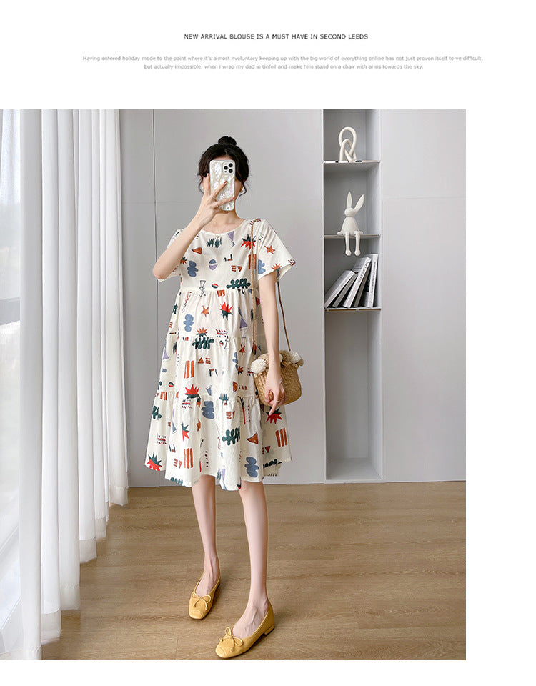 Maternity Summer dress 2024 New Fashion Western Style Loose Pregnant Women dress Hot Mom Loose Pregnant Women Skirt