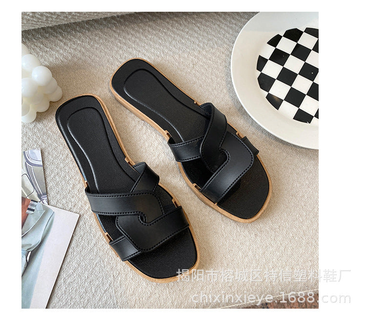 New Style Slippers for Women Summer Outer Wear K-Style Ins Popular Shrimp Skin Fashion Slippers Aliexpress Amazon Wholesale