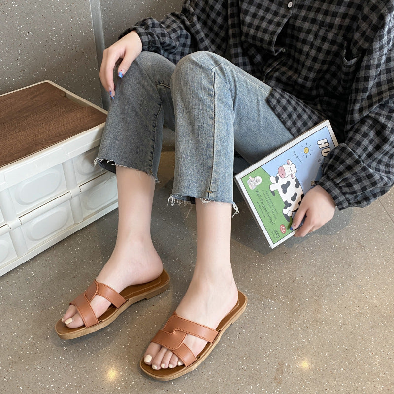 New Style Slippers for Women Summer Outer Wear K-Style Ins Popular Shrimp Skin Fashion Slippers Aliexpress Amazon Wholesale