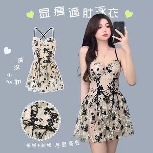 Swimsuit for Female Students, Three-Piece Set, 2025 New Style, Tummy-Covering, Slimming, Sun-Protective, Internet-Famous, Conservative Two-Piece Swimsuit for Women