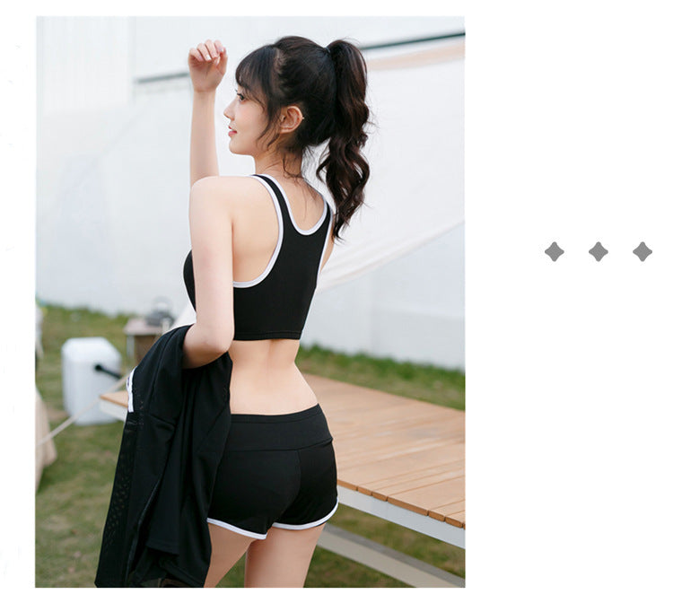 Swimsuit for Female Students, Three-Piece Set, 2025 New Style, Tummy-Covering, Slimming, Sun-Protective, Internet-Famous, Conservative Two-Piece Swimsuit for Women