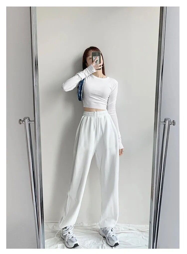 2024 Spring and Summer Thin High Waist American Letter Loose Sports Pants Women's Casual Foot Pants Sweatpants Women's Wholesale