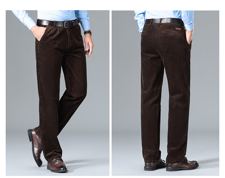 Thick Corduroy Pants Pure Cotton Men's Pants Autumn and Winter Thick Cotton High-Waisted Loose Straight Double-Pleated Corduroy Men's Long Pants