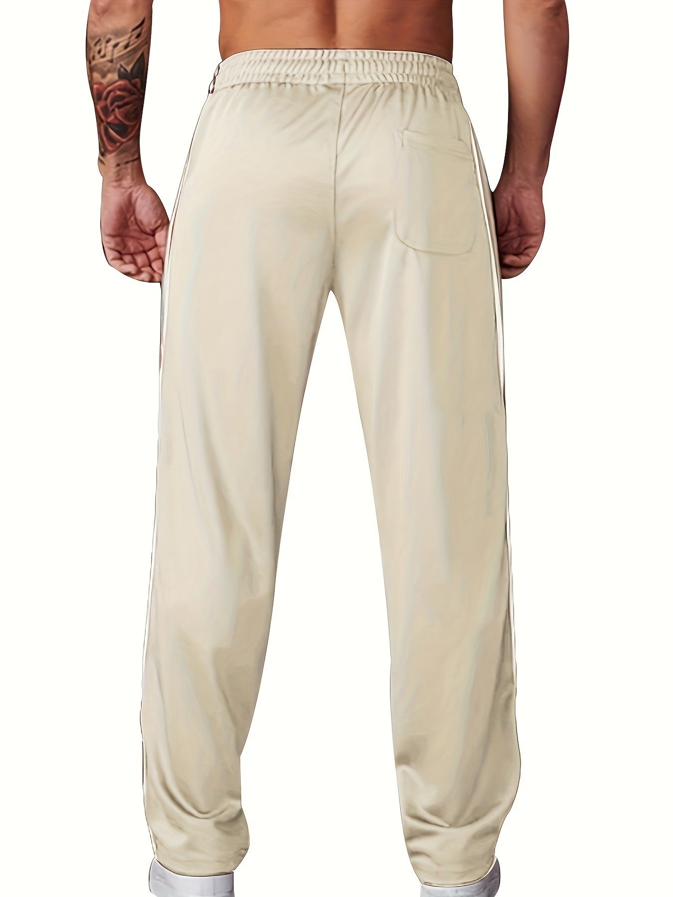 Independent Brand European and American Men's Pearl Cotton Twill Casual Sports Side Stripe Cross-Border High Street Straight Wide-Leg Sweatpants