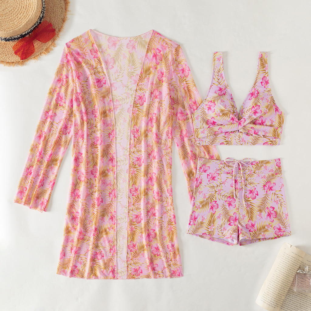 Mingyi New Fashion Sexy European and American Bikini BIKINI Three-piece Women's Swimsuit Multicolor High-end Printed Swimsuit