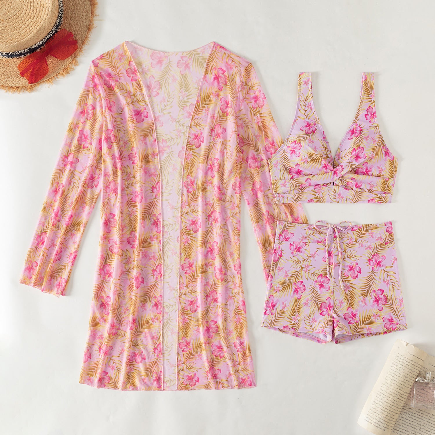 Mingyi New Fashion Sexy European and American Bikini BIKINI Three-piece Women's Swimsuit Multicolor High-end Printed Swimsuit