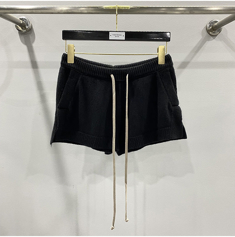 Dark Style Shorts, Fashionable Wool Knit, Comfortable Black and Gray Casual Shorts, Short and Stylish