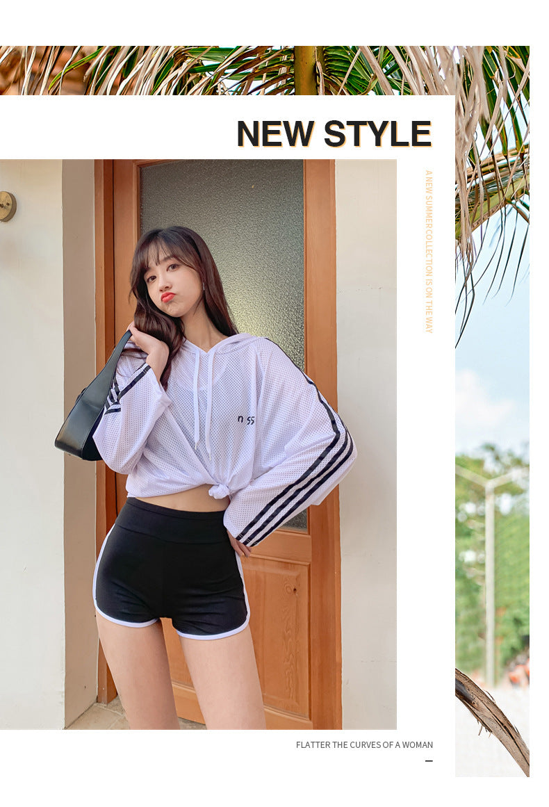 Swimsuit for Female Students, Three-Piece Set, 2025 New Style, Tummy-Covering, Slimming, Sun-Protective, Internet-Famous, Conservative Two-Piece Swimsuit for Women