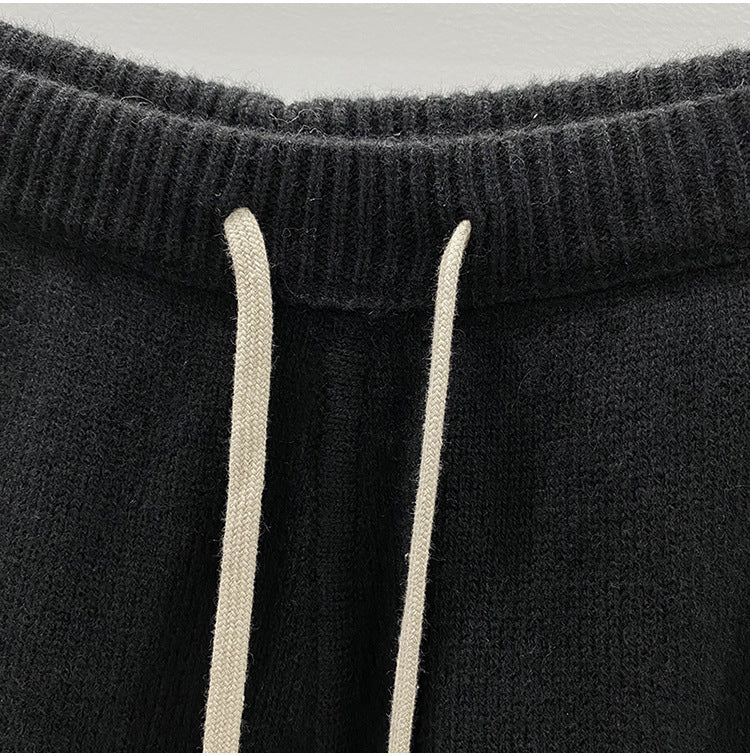 Dark Style Shorts, Fashionable Wool Knit, Comfortable Black and Gray Casual Shorts, Short and Stylish