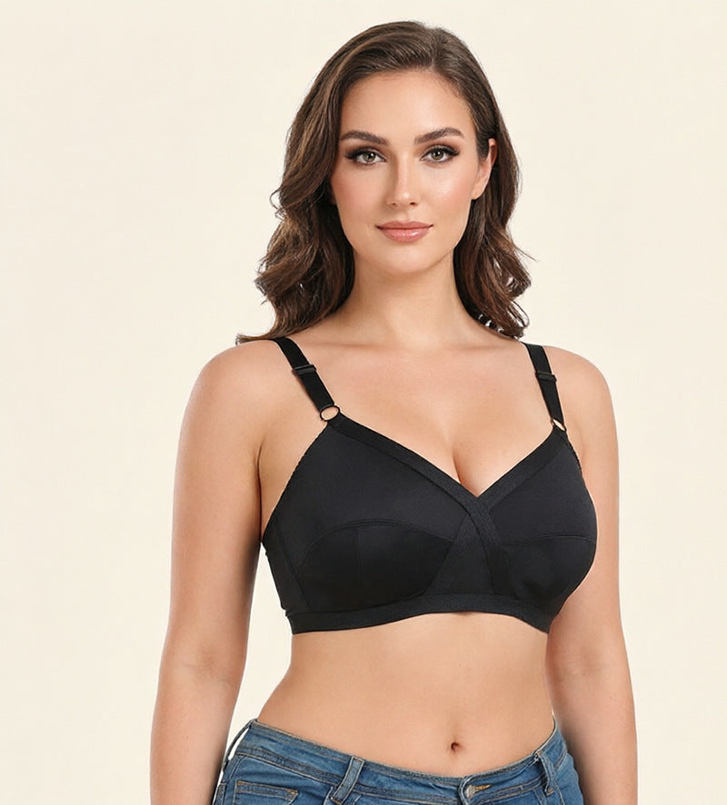 Satin ultra-thin plus size bra without steel ring European and American foreign trade underwear bra women 80BCDEFG-120BCDEEEFG