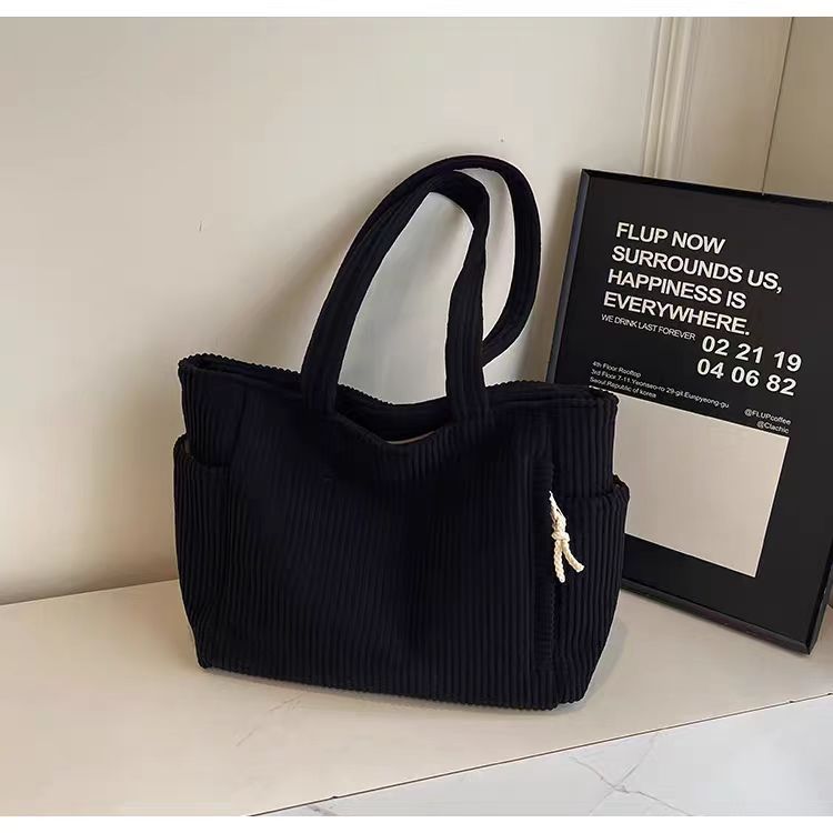 Corduroy Bag Women's Large Capacity 2024 New Autumn and Winter Casual Shoulder Shopping Bag Premium Tote Bag