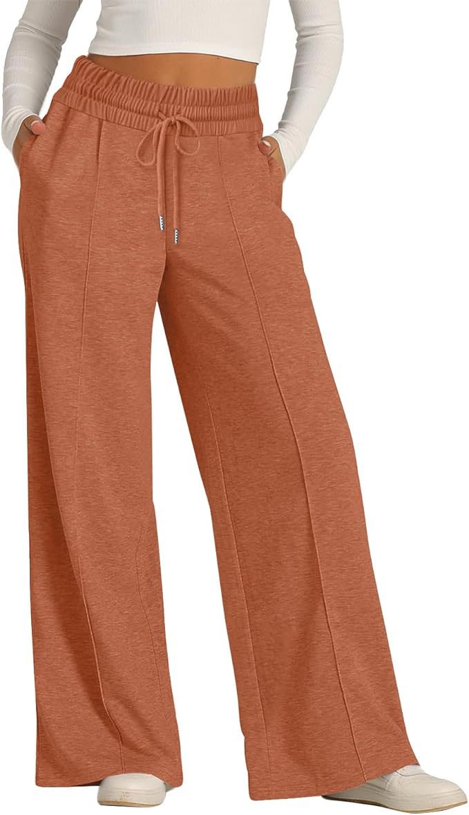 Cross-Border Export Amazon Temu2024 Spring and Summer European and American Style Pure Color Casual Wide-Leg Drawstring Elastic Waist Sweatpants