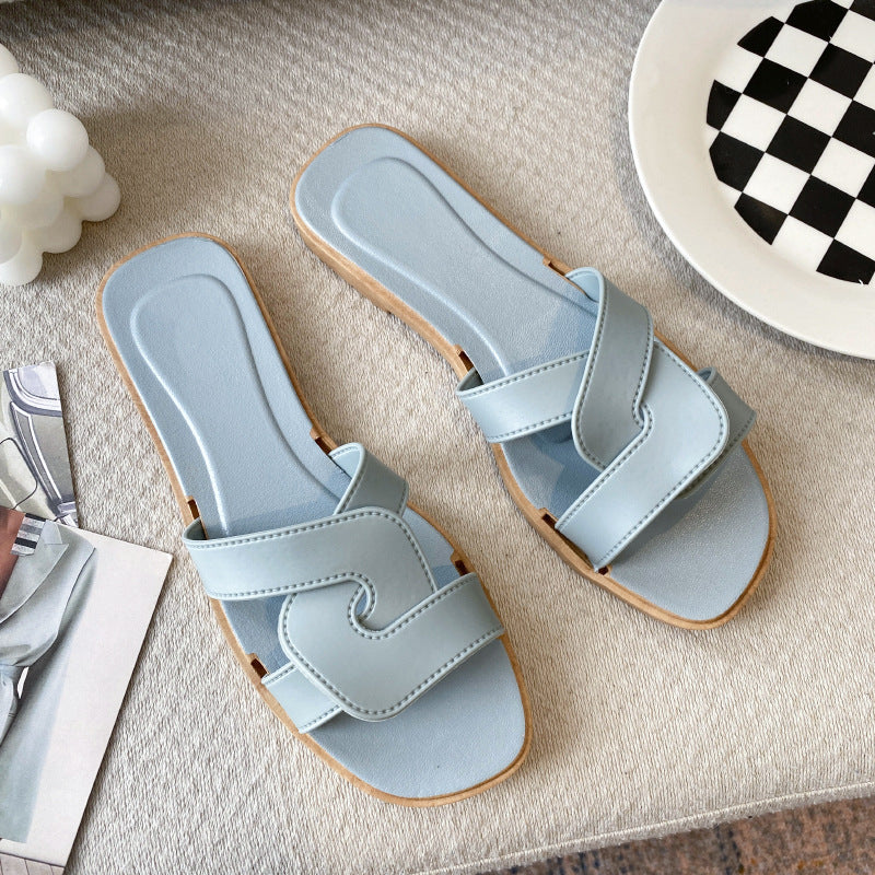 New Style Slippers for Women Summer Outer Wear K-Style Ins Popular Shrimp Skin Fashion Slippers Aliexpress Amazon Wholesale