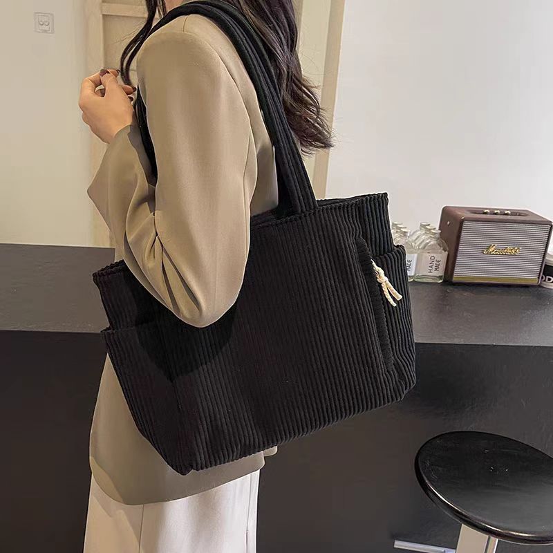Corduroy Bag Women's Large Capacity 2024 New Autumn and Winter Casual Shoulder Shopping Bag Premium Tote Bag