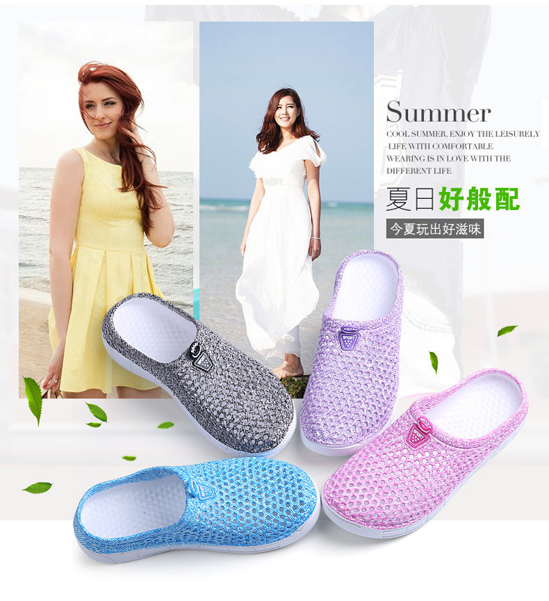 Cross-Border Women's Clogs, Breathable Beach Slippers, Outdoor Non-Slip Flat Heels, Fashionable, Comfortable, Versatile, Breathable and Lightweight
