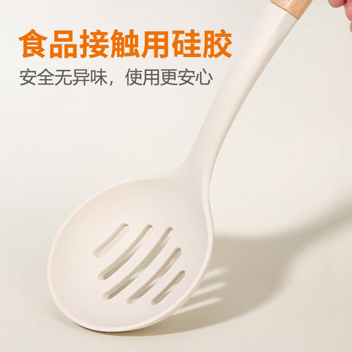 10-Piece Silicone Kitchen Utensil Set with Beech Wood Handles