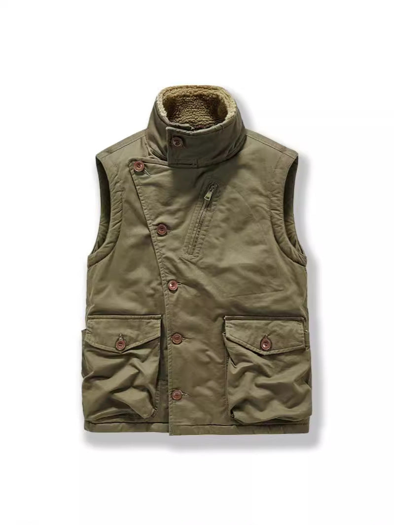 Cross-border Winter New Workwear Vest Men's Cotton-padded Jacket Amazon Cotton-padded Jacket Loose Cotton-padded Jacket Washer Jacket fleece-lined Cotton-padded Jacket