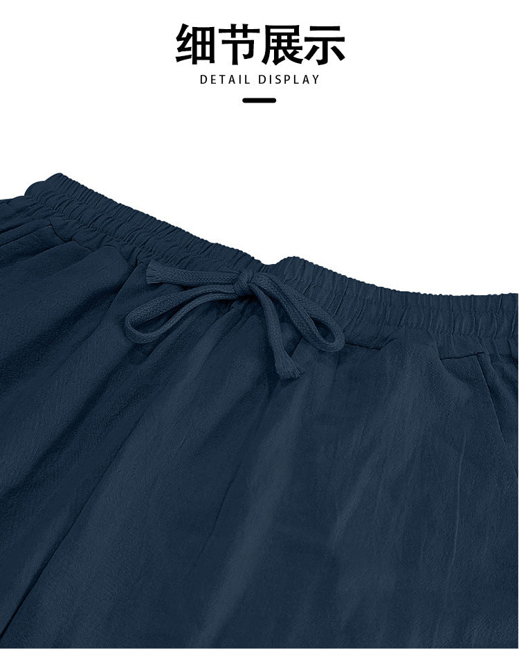 2024 Independent Station European and American Spring and Summer New Trendyy Men's Hip-Hop Breathable Linen Loose Casual Sports Pants
