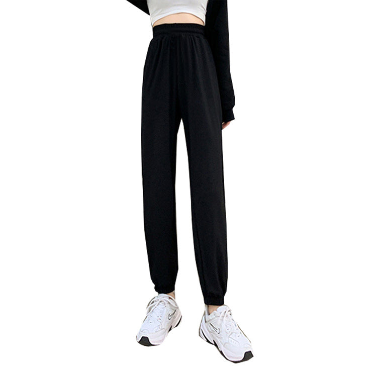 2026 Thin Ice Silk Sports Pants for Women, Loose White Joggers, Summer Thin Casual Harem Sweatpants for Petite Figures