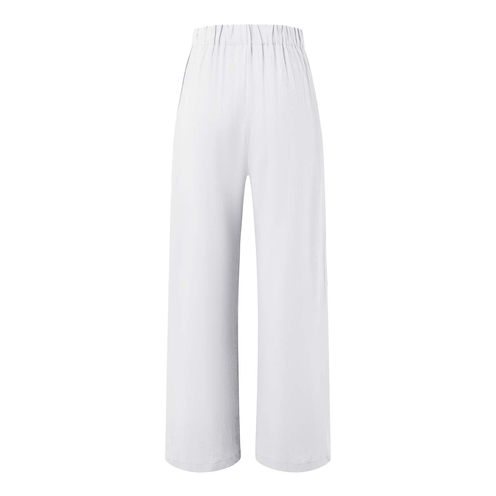 2026 Cross-Border Amazon European and American Summer Comfortable High-Waisted Long Pants with Buttons and Elastic Waist Wide-Leg Pants for Women Casual Straight-Leg Pants