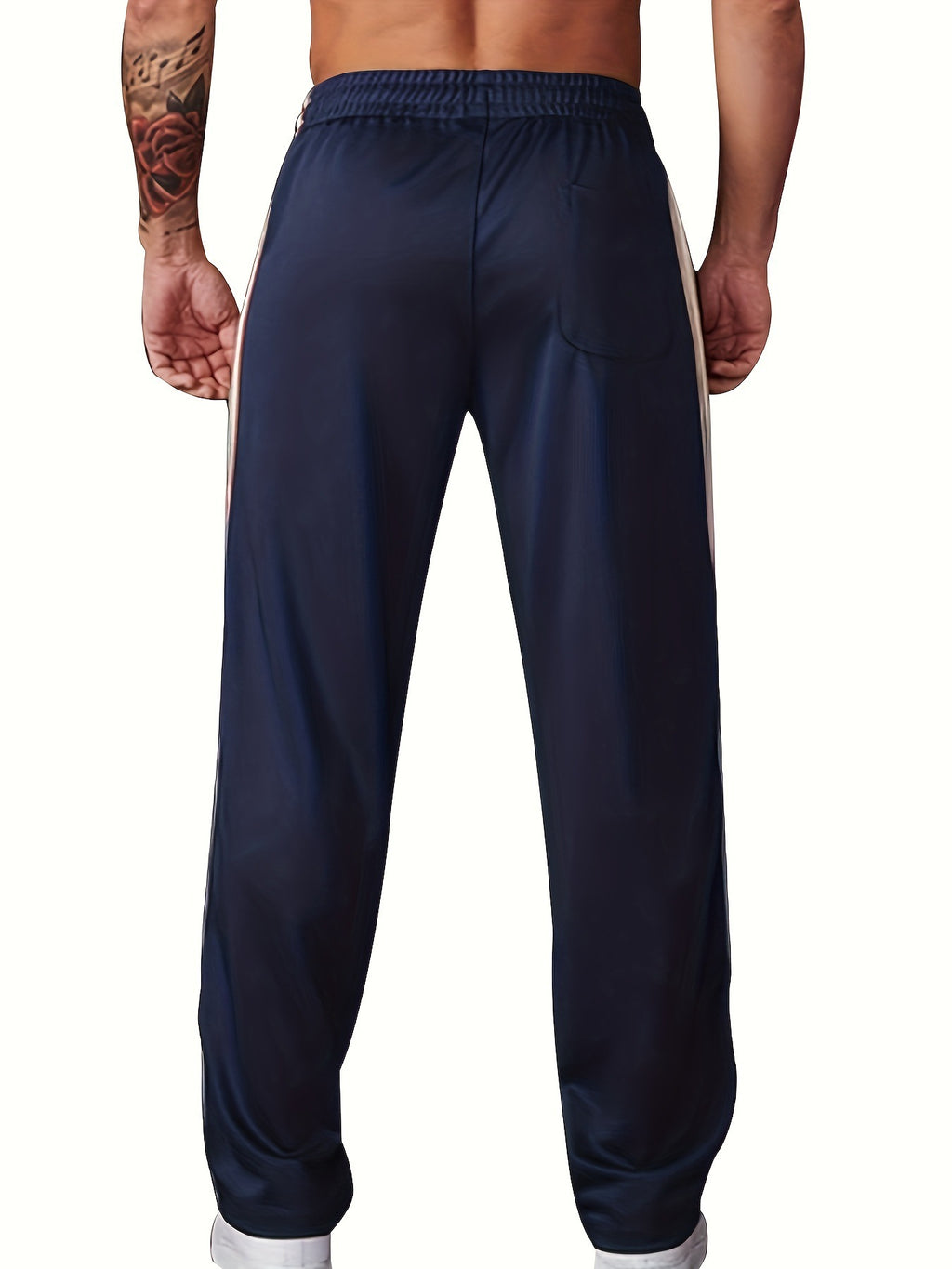 Independent Brand European and American Men's Pearl Cotton Twill Casual Sports Side Stripe Cross-Border High Street Straight Wide-Leg Sweatpants