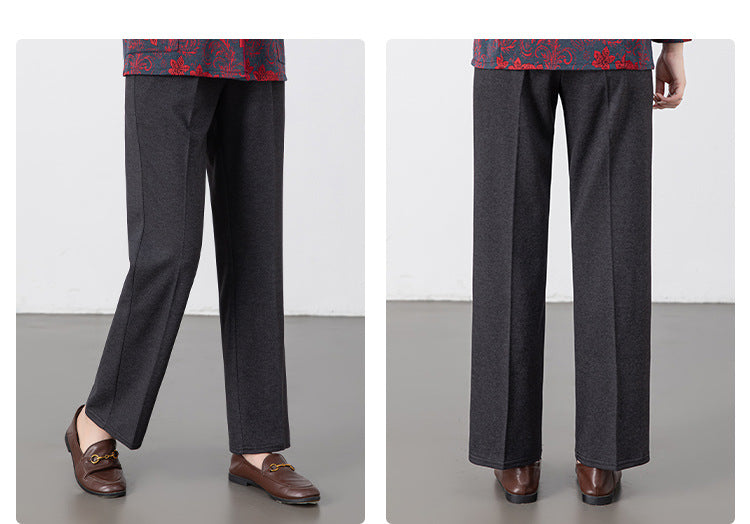 Women's Multi-Color Imitation Wool Straight Pants High-Waisted Slimming Look Draped Pure Color Simple No-Iron Work Clothing Casual Long Pants