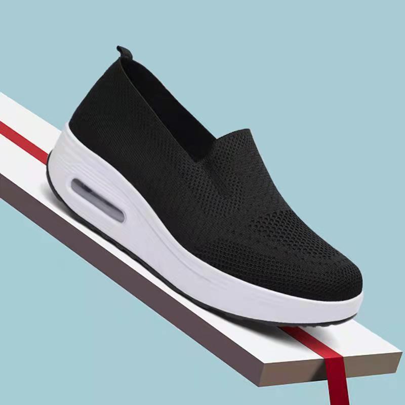 Women's Sports Shoes Cross-Border Foreign Trade 2026 New Model Thick-Soled Air-Cushioned Casual Shoes Mesh Slip-On Height-Increasing Walking Shoes for Women