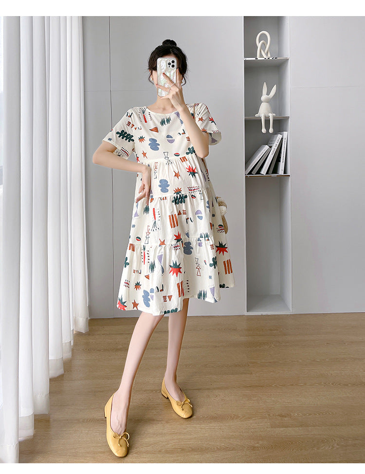 Maternity Summer dress 2024 New Fashion Western Style Loose Pregnant Women dress Hot Mom Loose Pregnant Women Skirt