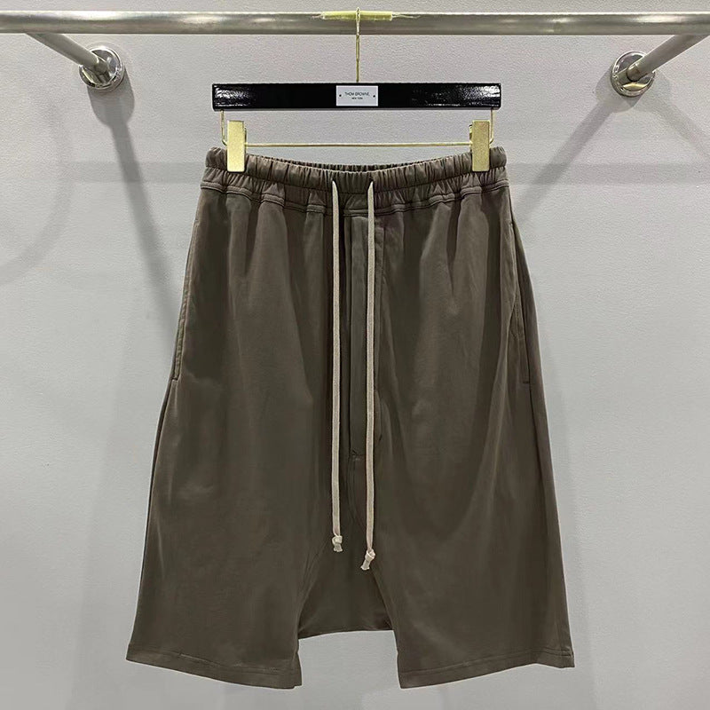 SUBHUMAN men's chic dark five-point harem hanging baggy pants shorts casual middle pants