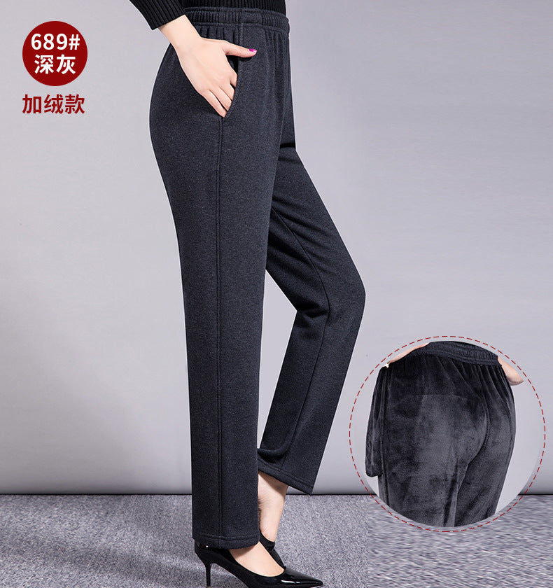 Middle-aged Women's Pants Autumn Thickened Winter fleece-lined Middle-aged Mother's Pants Autumn and Winter Sports Pants Women's Middle-aged Women's Pants