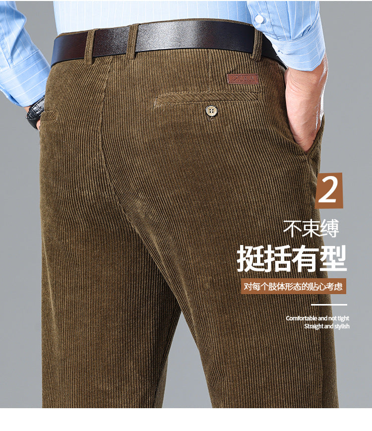 Thick Corduroy Pants Pure Cotton Men's Pants Autumn and Winter Thick Cotton High-Waisted Loose Straight Double-Pleated Corduroy Men's Long Pants