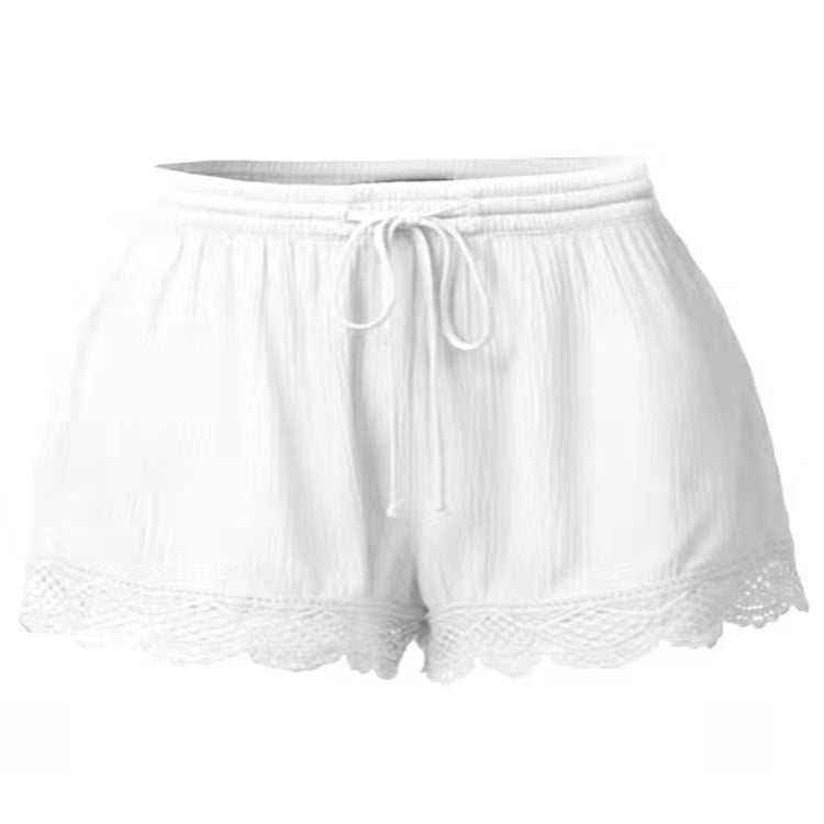 2026 Foreign Trade Amazon European and American Summer Solid Color Lace-Up Shorts Casual Pants for Women Large Quantity in Stock