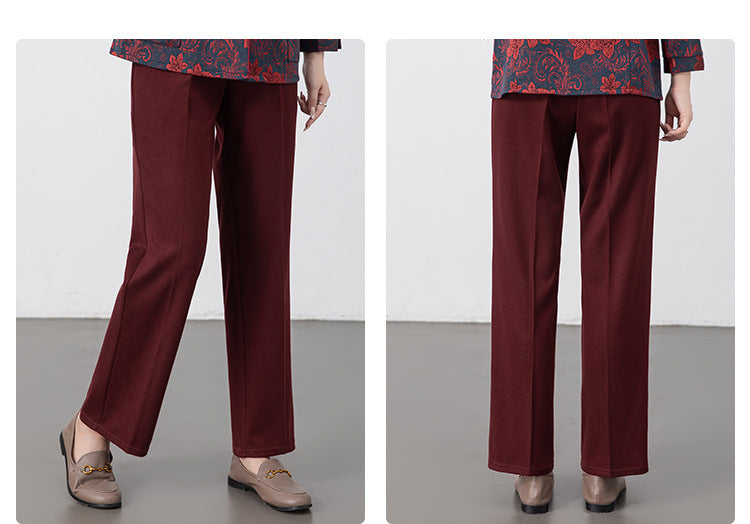 Women's Multi-Color Imitation Wool Straight Pants High-Waisted Slimming Look Draped Pure Color Simple No-Iron Work Clothing Casual Long Pants