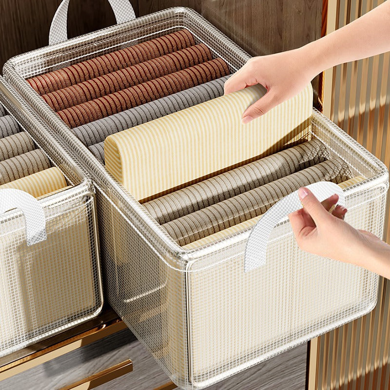 Clothes Storage Box Household Wardrobe Clothes Trousers Fitting Box Transparent Layered Folding Storage Basket Box Free Shipping