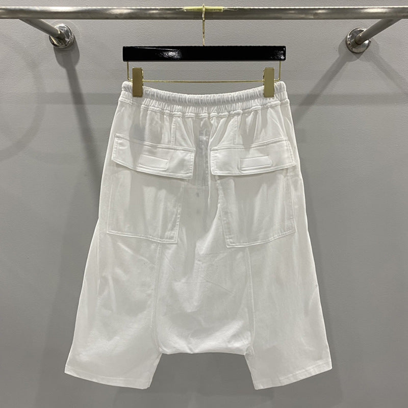 SUBHUMAN men's chic dark five-point harem hanging baggy pants shorts casual middle pants