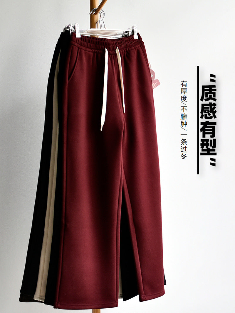 【Double Warm Wool Pants】Women's New Style Draped Wool Silk Soft and Smooth Winter Slimming Wide-Leg Casual Long Pants for Women