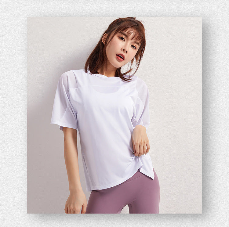 2025 Summer Yoga Top Loose Sports Short Sleeve Women's Quick-Drying Running Fitness Wear Top Breathable Exercise T-Shirt