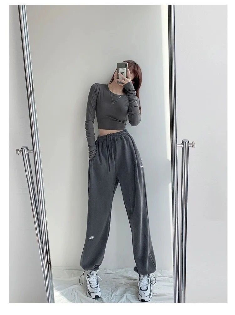 2024 Spring and Summer Thin High Waist American Letter Loose Sports Pants Women's Casual Foot Pants Sweatpants Women's Wholesale