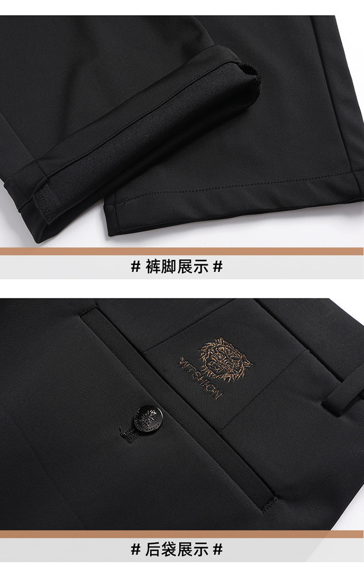 Autumn and winter four-sided casual pants high elastic straight anti-wrinkle men's pants non-ironing business long pants wholesale dad men's clothing