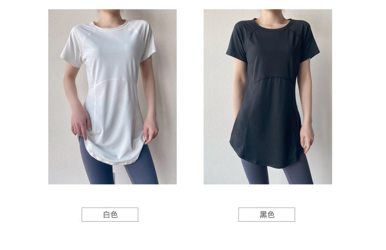 Yoga Clothing Short-sleeved Summer New Mid-length Hip Covering Slimming Quick-drying Top Breathable Fitness Sports T-shirt Women's Thin