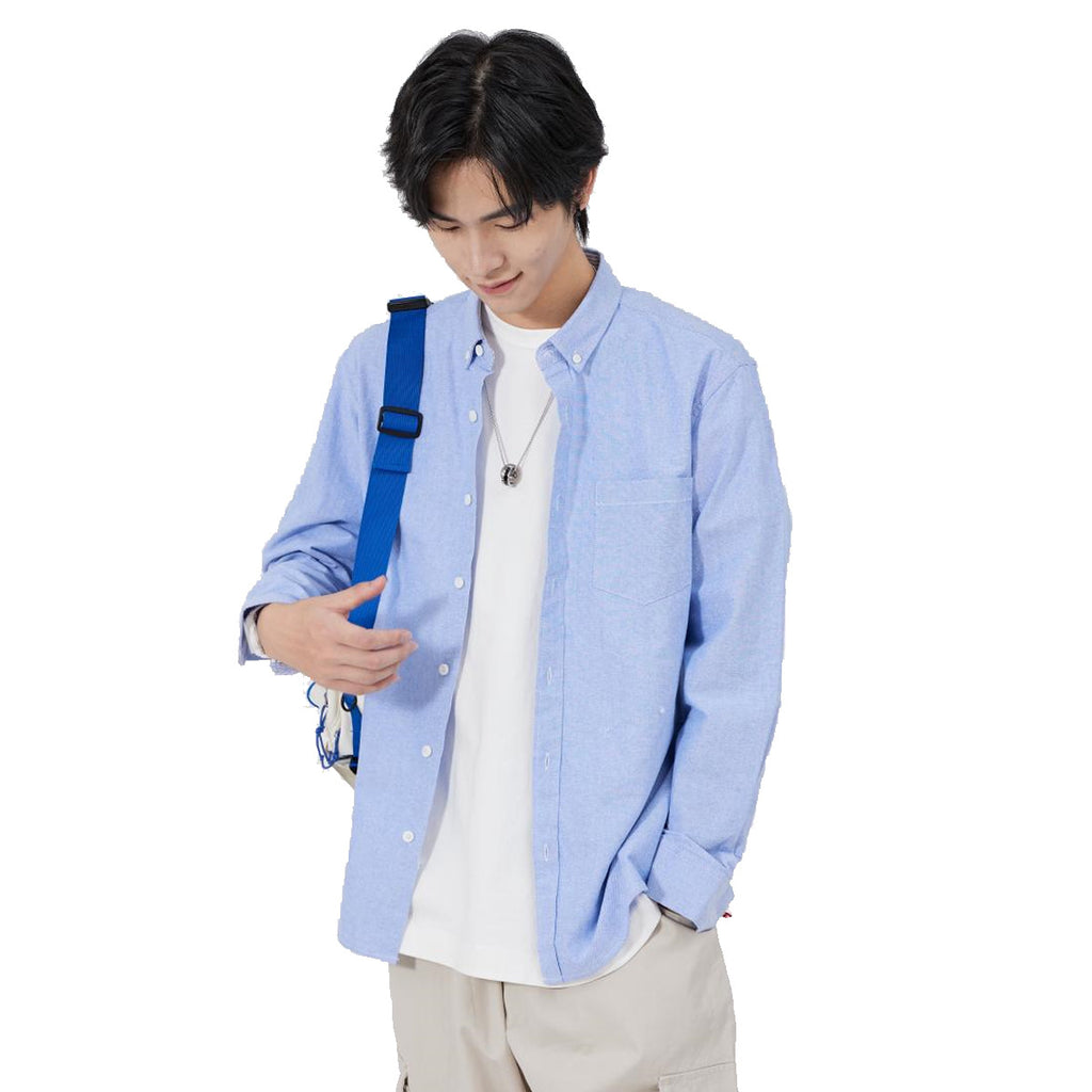 Dongyu Men's Spring and Autumn New Shirt Oxford Spinning Shirt Japanese Style Men's Casual Long Sleeve Cotton Shirt Jacket for Men