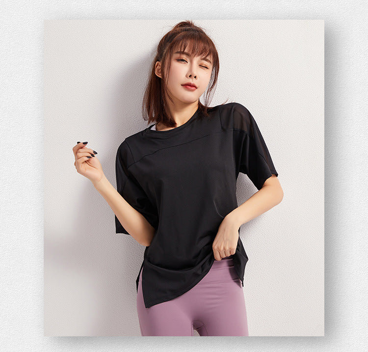 2025 Summer Yoga Top Loose Sports Short Sleeve Women's Quick-Drying Running Fitness Wear Top Breathable Exercise T-Shirt