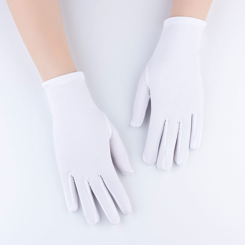 Spandex Gloves Spring and Summer White Ceremonial Thin Short Elastic Gloves for Men and Women Tight White Gloves Jewelry Gloves