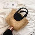 Contrast Cotton Rope Woven Handbag Women's Bag Korean Style Bag New Large Capacity Stylisse Handbag All-match Tote Bag
