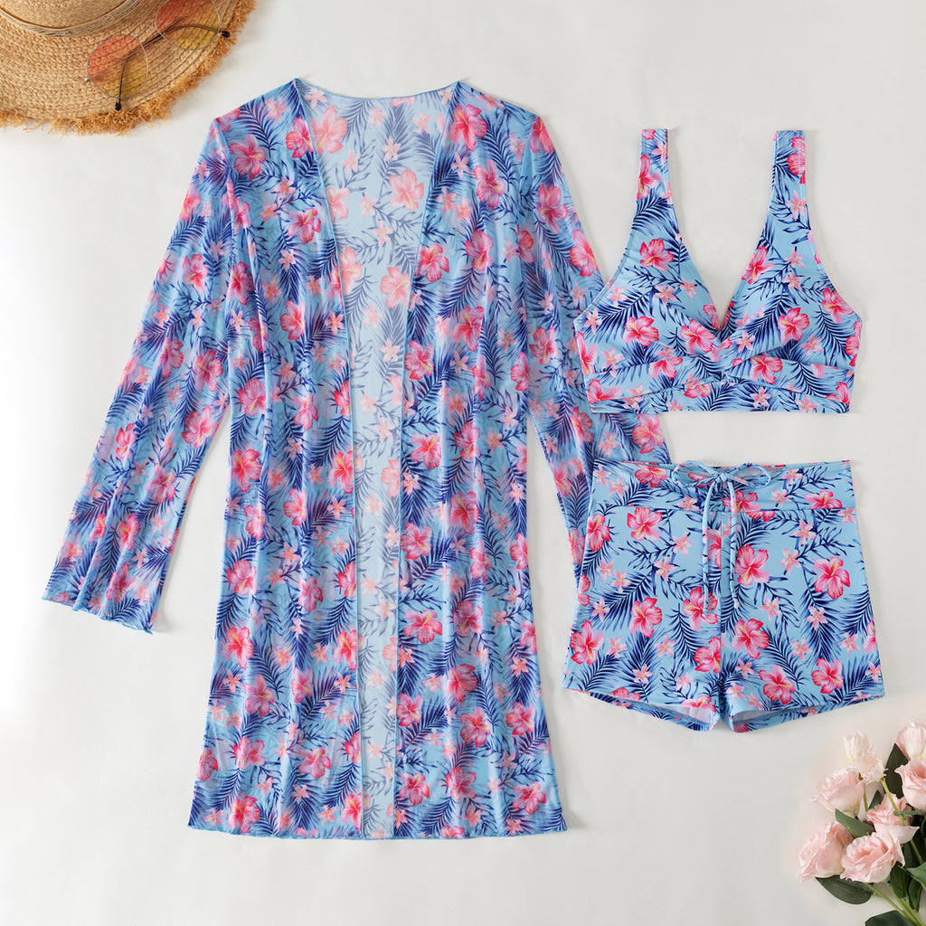 Mingyi New Fashion Sexy European and American Bikini BIKINI Three-piece Women's Swimsuit Multicolor High-end Printed Swimsuit