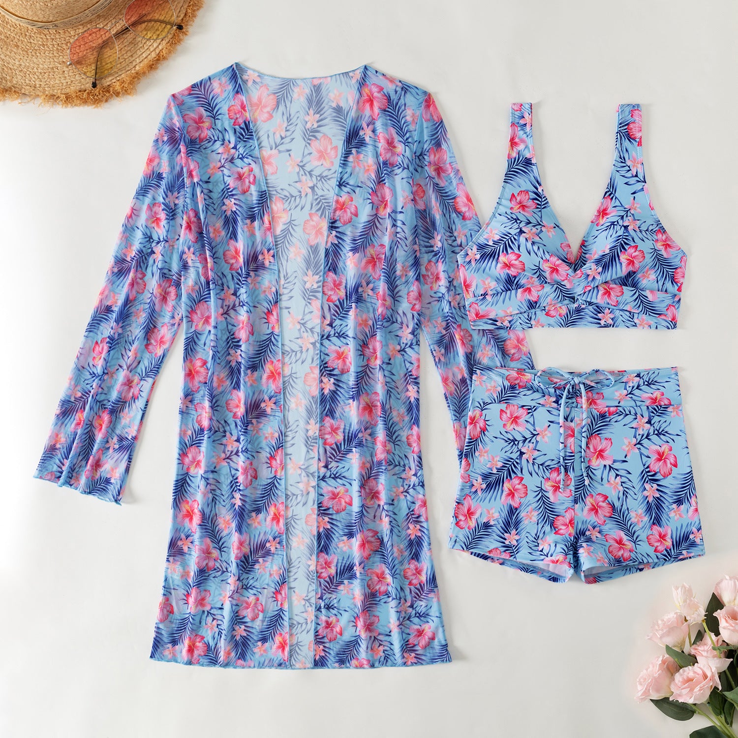 Mingyi New Fashion Sexy European and American Bikini BIKINI Three-piece Women's Swimsuit Multicolor High-end Printed Swimsuit