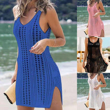 Cross-border European and American Sexy Hollow Strap Long Dress Slim-fit Tassel Beach Dress Sleeveless Knitted V-neck Strap Dress